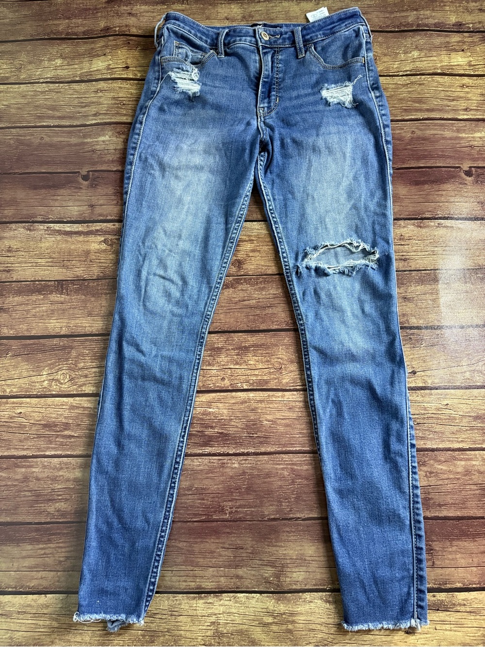 Hollister Medium Blue Distressed High-Rise Super Skinny Jeans Size 5R  W27 L28